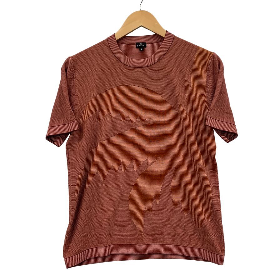 ポールスミス 半袖ニットTシャツ 総柄 メンズ サイズM ブラウン系 Paul Smith 【AFB36】【中古】