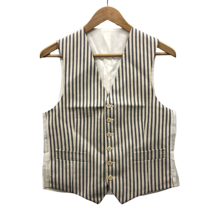 カルーゾ ベスト ホワイト・ネイビーチェック 44サイズ CARUSO 【AFB3】【中古】