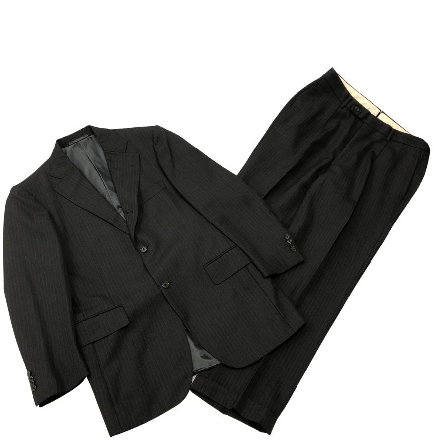 リングヂャケット×カノニコ スーツ セットアップ ストライプ サイズ48 ブラック系 メンズ RING JACKET VITALE BARBERIS CANON...