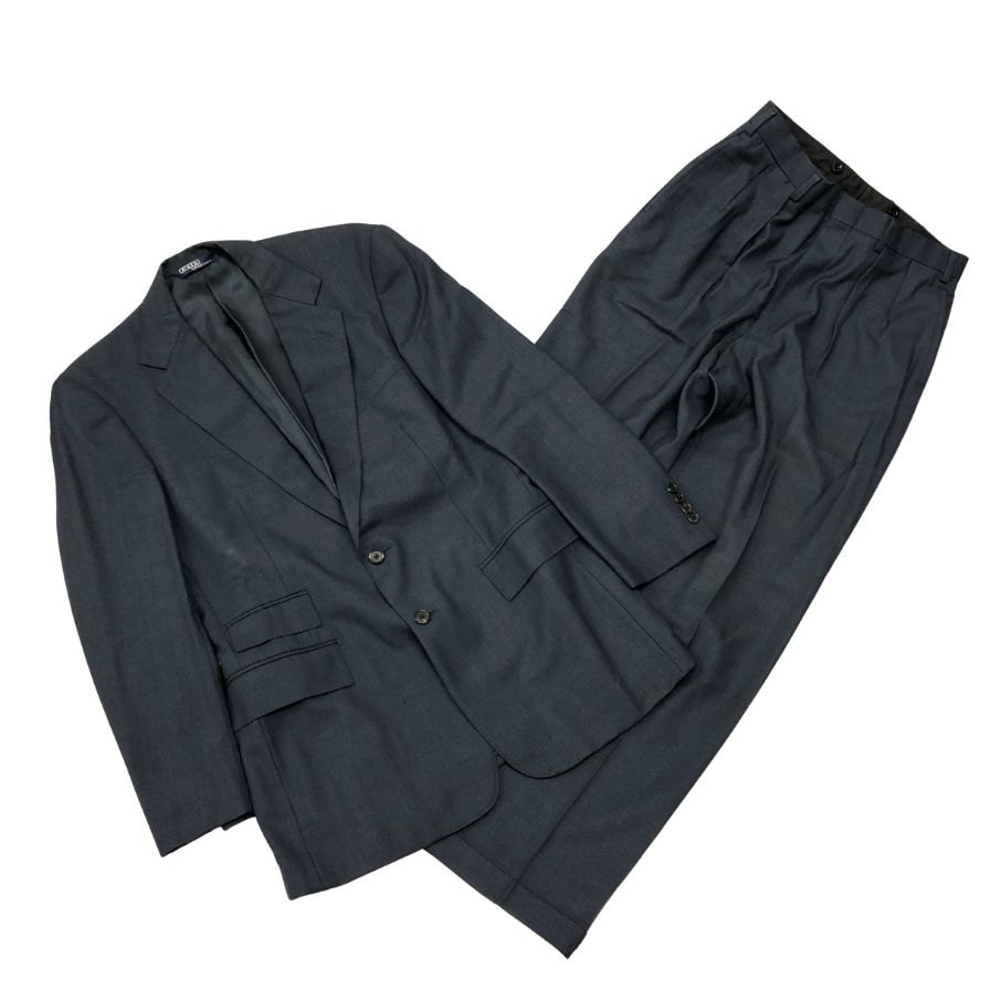 ポロ ラルフローレン 022-5-SR-RL シングルスーツ セットアップ 2B ジャケット サイドベンツ スラックスパンツ ダブル バーズアイ ブルー系 メン...