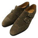 ジョンロブ エンバー ダブルモンク スエード 7000ラスト ブラウン メンズ サイズ6E John Lobb ビジネスシューズ 約24.5cm【LA】【中古】