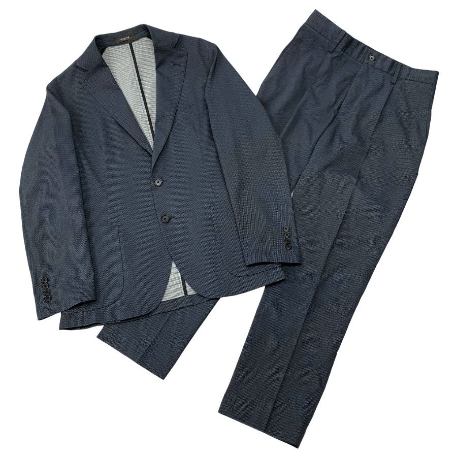 マッキントシュ セットアップ スーツ ポリエステル DEO Factor 総柄 ネイビー メンズ サイズ36 Mackintosh【AFB40】【中古】