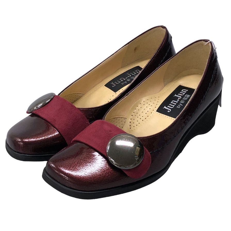 ジュンジュンバイ新宿屋 パンプス レザー 4890 ワインE Nネブラ レディース サイズ22 Jun.Jun by shinjukuya 約22.0cm【AFD12】【中古】
