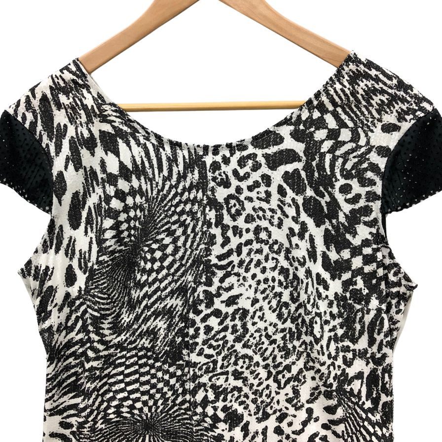 インペリアル ノースリーブ ワンピース バックスリット イタリア製 レディース サイズM ブラック ホワイト IMEPERIAL【AFB22】【中古】