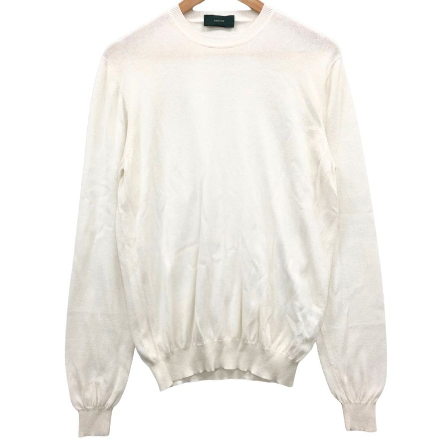 ザノーネ クルーネック ニット コットン ホワイト サイズ48 ZANONE【AFB16】【中古】