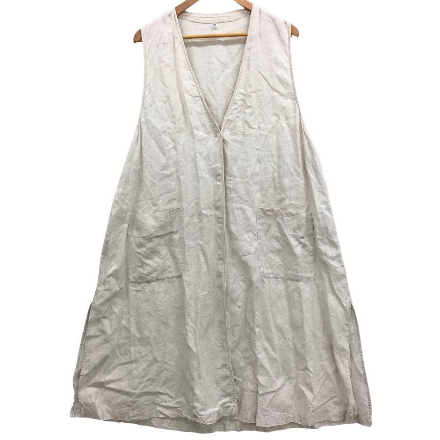 無印良品 良品計画 麻100% ノースリーブワンピース リネンワンピース レディース サイズフリー ベージュ【AFB40】【中古】のサムネイル