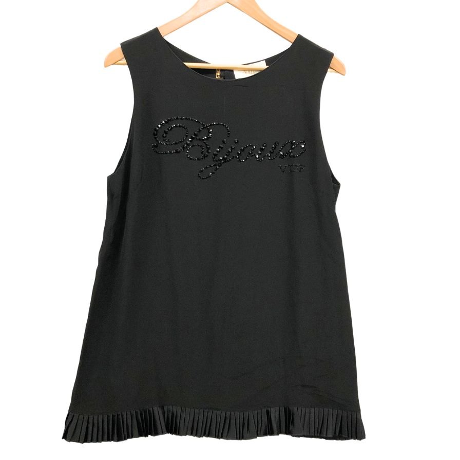 ヴィア デッレ ペルレ ノースリーブシャツ レディース ブラック スパンコール サイズ42 VIADELLEPERLE ..