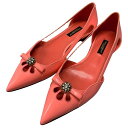 ドルチェ&ガッバーナ エナメル フラットシューズ パンプス ビジューリボン レディース サイズ36 ピンク DOLCE&GABBANA 約23.0cm【AFC28】【中古】