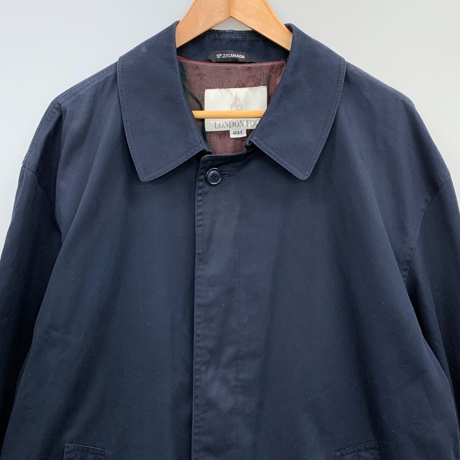 ロンドンフォグ バルカラーコート ヴィンテージ カナダ製 ネイビー メンズ サイズ 40 LONDON FOG【AFB42】【中古】
