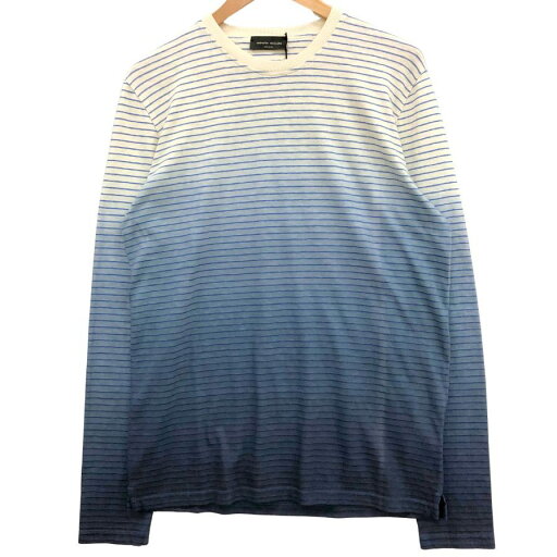 ロベルトコリーナ クルーネックロングTシャツ ブルーグラデ メンズ 48サイズ Roberto Collina【AFB48】【中古】 ロベルトコリーナ クルーネックロングTシャツ ブルーグラデ メンズ 48サイズ Roberto Collina【AFB48】【中古】
