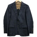 スーツセレクト リネン テーラードジャケット JSJ1950 ネイビー サイズA5 メンズ チェック コットン SUIT SELECT【AFB33】【中古】