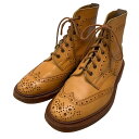 トリッカーズ カントリーブーツ M2508 モールトン カーフ メンズ サイズ7ハーフ ベージュ Tricker`s ブーツ 約26.5cm【LA】【中古】
