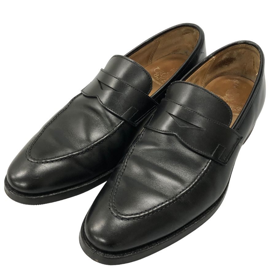 クロケット&ジョーンズ ペニーローファー シドニー カーフ ブラック UK7.5E CROCKETT&JONES SYDNEY ローファー 約26.0cm【LA...