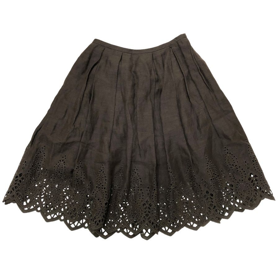 フォクシーブティック スカート 麻 ダークオリーブ サイズ40 20379-SSAG34 FOXEY BOUTIQUE【AFB28】【中古】