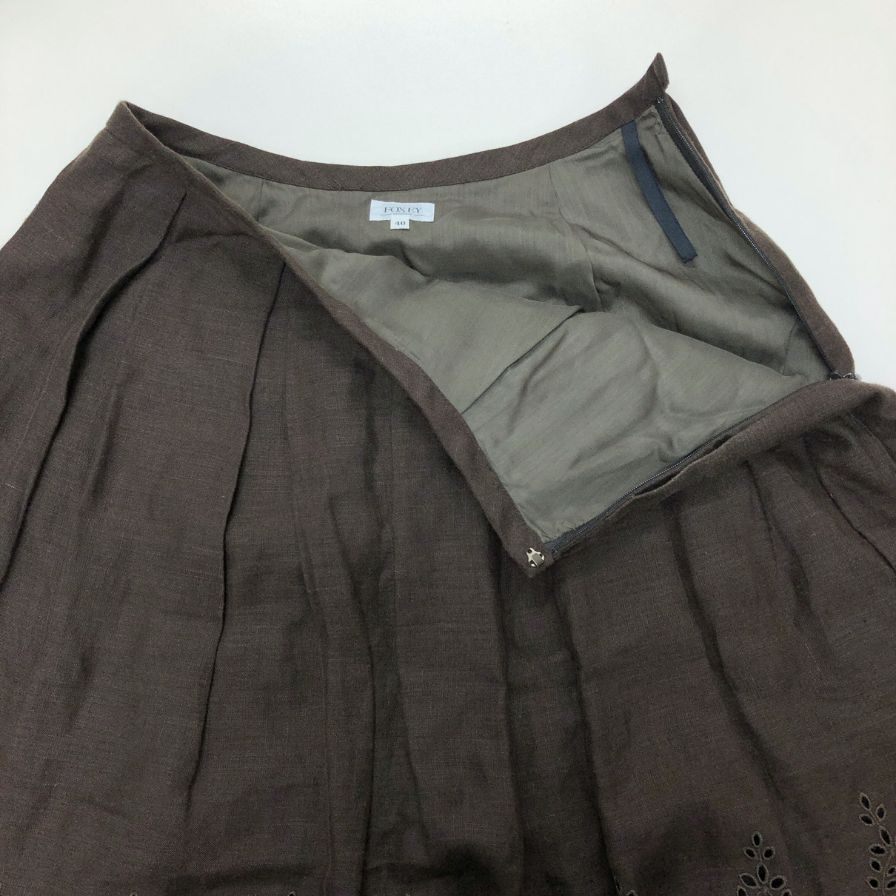 フォクシーブティック スカート 麻 ダークオリーブ サイズ40 20379-SSAG34 FOXEY BOUTIQUE【AFB28】【中古】