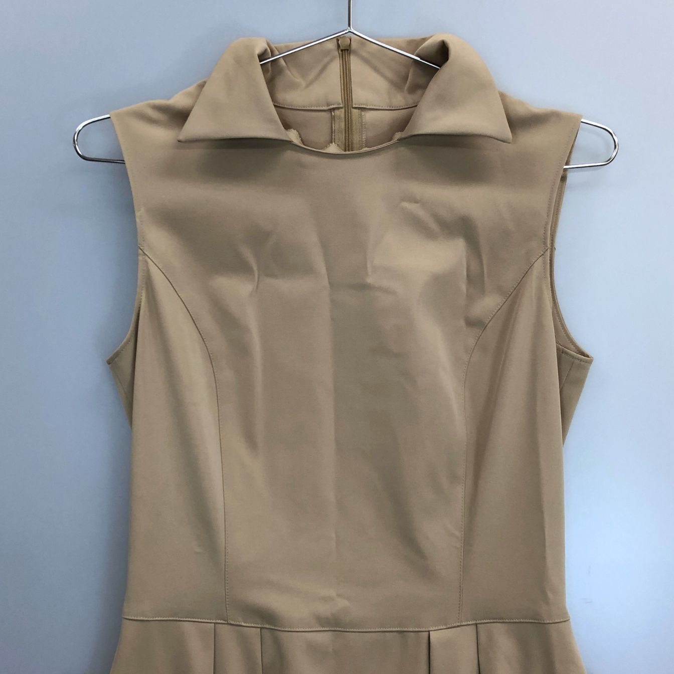 フォクシー ニューヨーク ワンピース 襟付 モダンギャルソン 膝丈 ポリエステル ストレッチ ベージュ レディース サイズ40 FOXEY NEW YORK【AFB32】【中古】