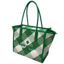 ケイトスペード トートバッグ ストロー レザー ホワイト×グリーン レディース kate spade【AFE8】【中古】