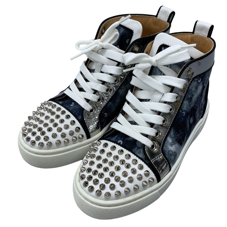 クリスチャンルブタン ハイカットスニーカー スタッズ 総柄 ブルー系 レディース サイズ35.5 Christian Louboutin 約22.0cm【AFC4-2】【中古】