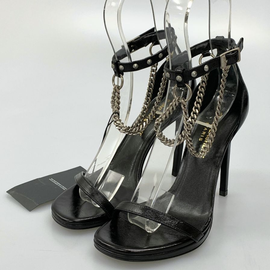 Rakuten - サンローランパリ ストラップサンダル ハイヒール チェーン ブラック レディース サイズ35 SAINT LAURENT PARIS 約21.5cm【AFC43】【中古】
