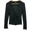 フォクシー ニューヨーク カーディガン プランジングネック 長袖 ストレッチ 40サイズ ブラック 22343-SRJAI58 FOXEY NEW YORK【AFB8】【中古】