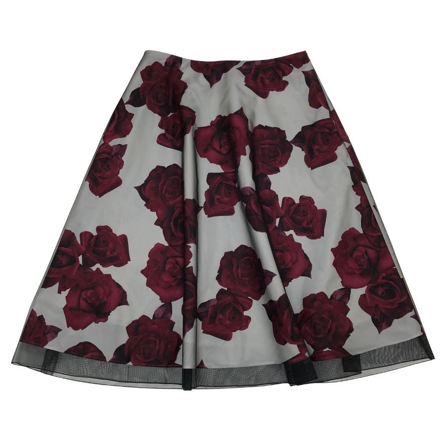 Rakuten - エムズグレイシー スカート バラ デザイン 総柄 ポリエステル グレー×レッド レディース サイズ40 M'S GRACY【AFB18】【中古】