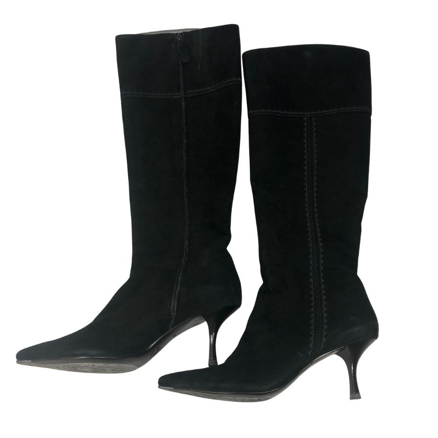 Rakuten - コールハーン スウェード ロング ブーツ レディース サイズ 3B ブラック COLE HAAN 約22.0cm【AFD9-2】【中古】