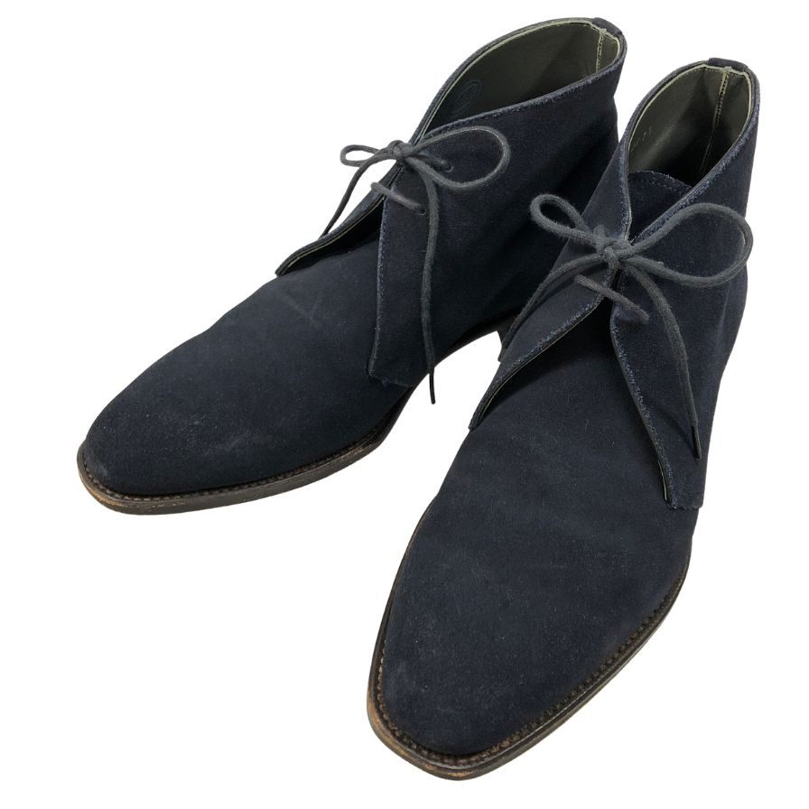 靴型鞋 - ペルフェット P2404 チャッカブーツ スエード ネイビー サイズ7.5 サイズ Perfetto 約26.0cm【AFC46】【中古】