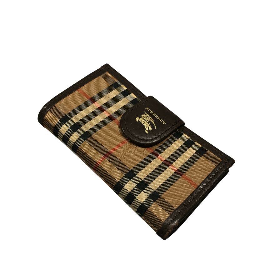 バーバリ― キーケース ノバチャック柄 4連 ボタン ユニセックス ブラウン Burberry【AFI11】【中古】