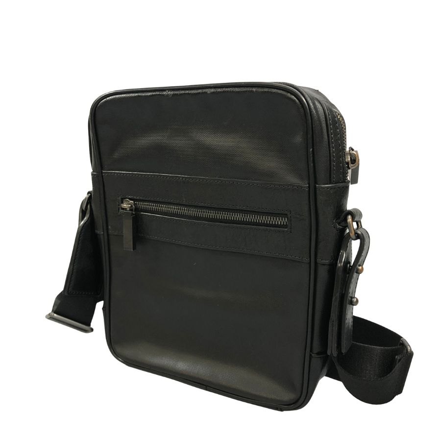 乐天商城 - ダンヒル ショルダー バッグ レザー×キャンバス加工 コンビ C0128 メンズ ブラック Dunhill【AFE2】【中古】