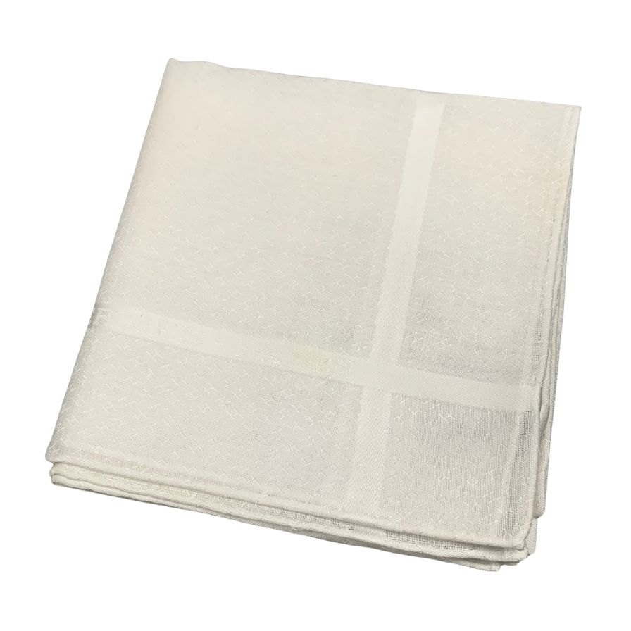 エルメス ハンカチ コットン100% ホワイト レディース HERMES【AFB53】【中古】