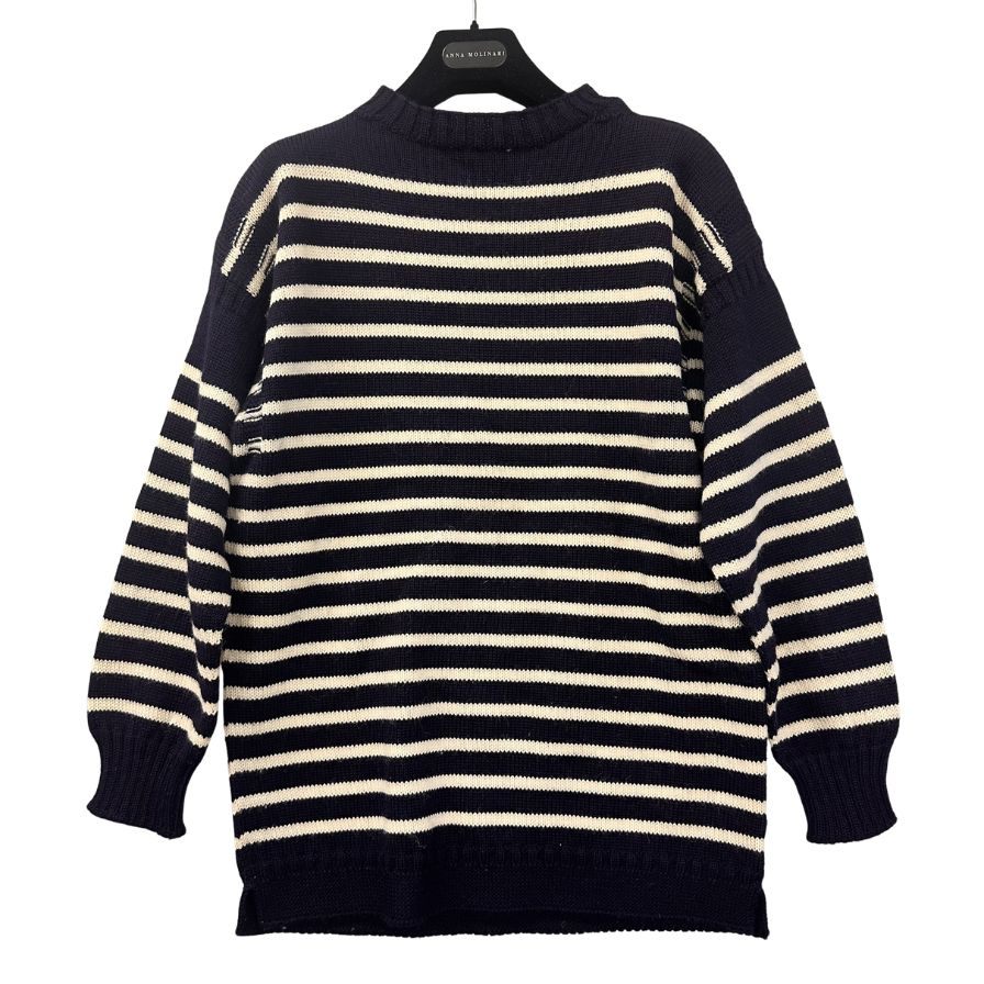 ガンジーウーレンズ ロングスリーブニット ウール イングランド製 サイズ38 GUERNSEY WOOLENS