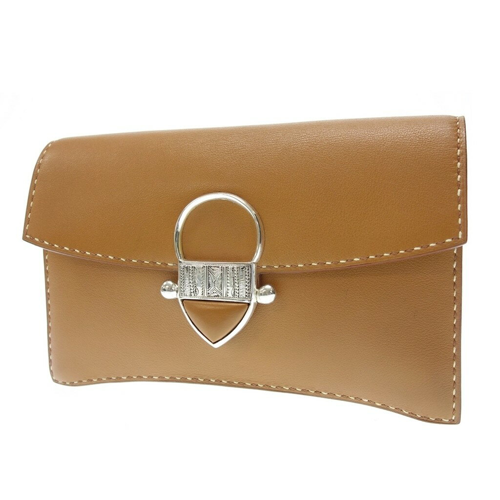 HERMES エルメス □B刻印 トゥアレグ スイフト レザー クラッチバッグ シルバー金具 茶 ユニセックス【】【中古】のサムネイル