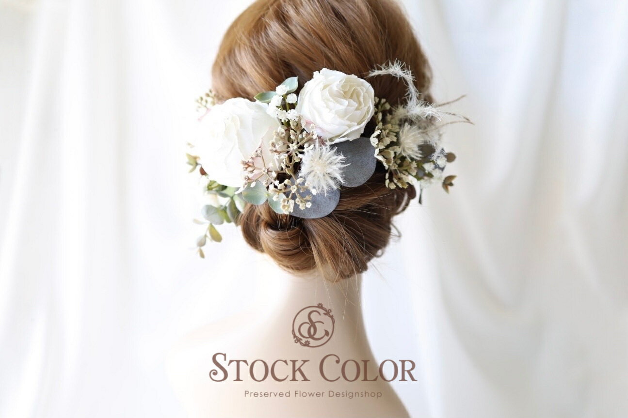 アンティークローズのヘッドドレス/ヘアアクセサリー(ホワイト)*結婚式・成人式・ウェディングドレスに