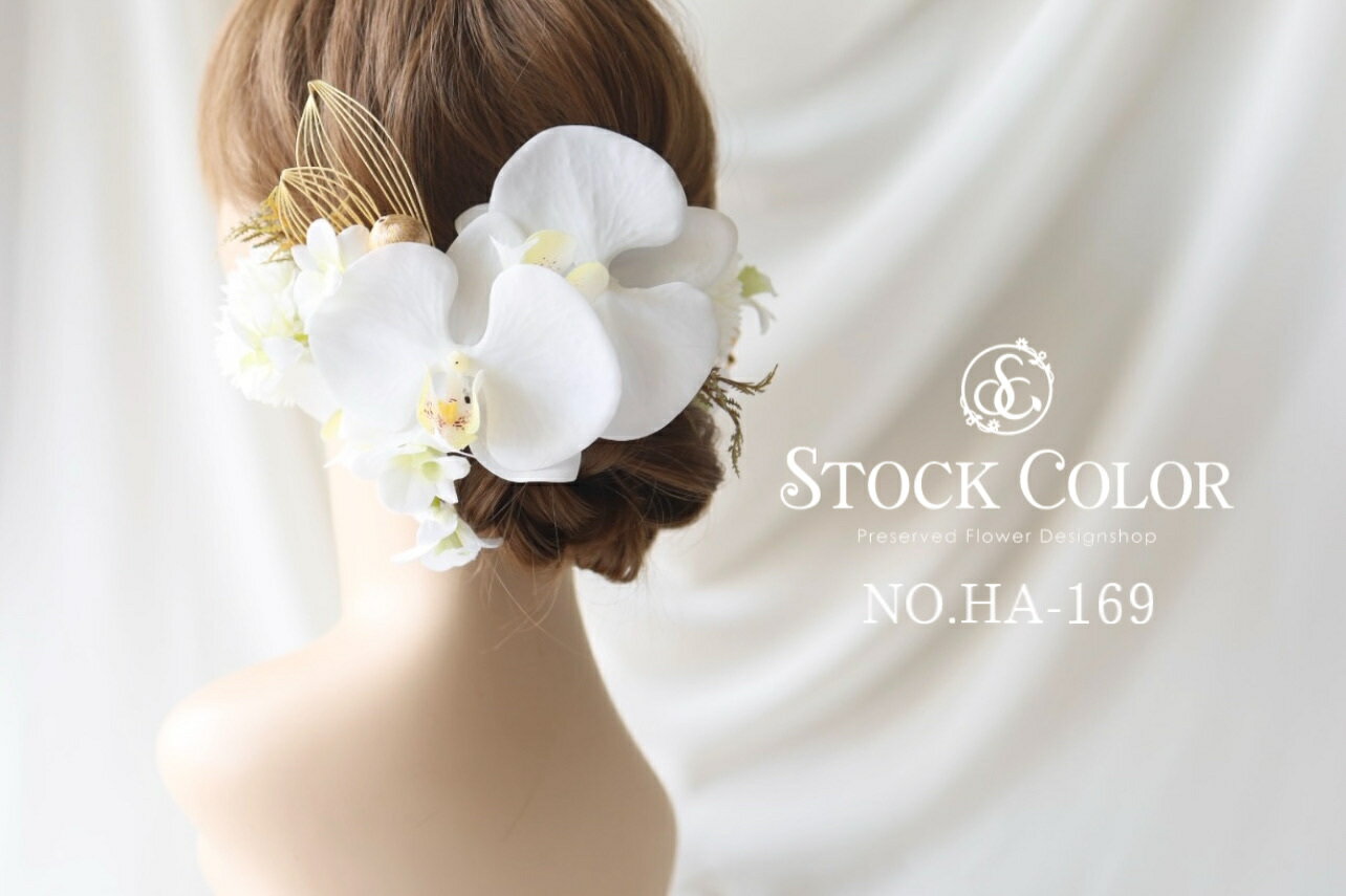 胡蝶蘭と水引飾りのヘッドドレス/ヘアアクセサリー(ホワイト)＊結婚式・成人式・ウェディングドレスに