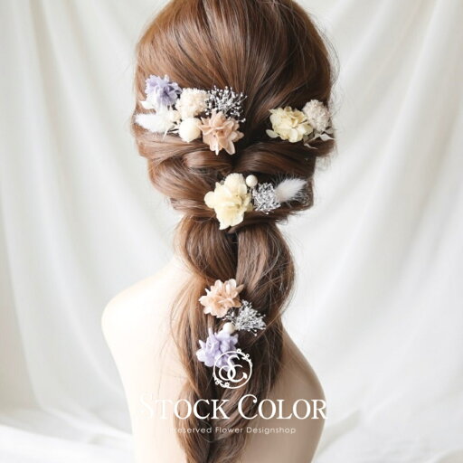 アジサイとかすみ草のヘッドドレス/ヘアアクセサリー(パステルカラー)*プリザーブドフラワー アジサイとかすみ草のヘッドドレス/ヘアアクセサリー(パステルカラー)*プリザーブドフラワー