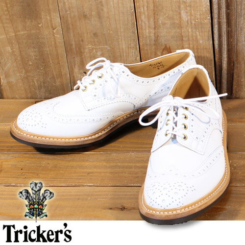 トリッカーズ Tricker's ウィングチップ シューズ 短靴 バートン Bourton WHITE M7292