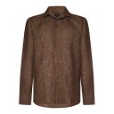 ブリオーニ Brioni Long-Sleeved Brown Linen Shirt SCFI0LP91112600 Men シャツ・ブラウス Brown M XL 【送料無料・関税込】(4)