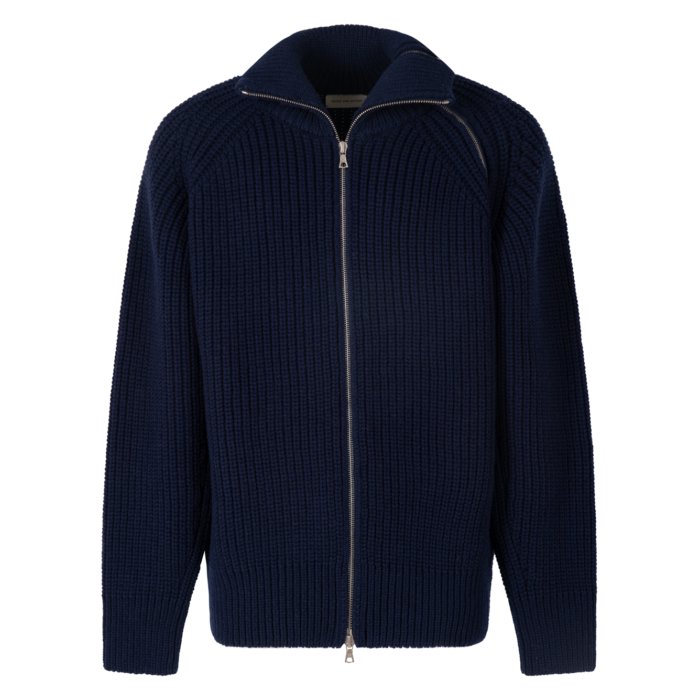Dries Van Noten ドリスヴァンノッテン メンズ ニット・セーター・カーディガン 0212172707509 MONTY FULL-ZIP HIGH NECK SWEATER 509 NAVY M L 【送料無料・関税込】