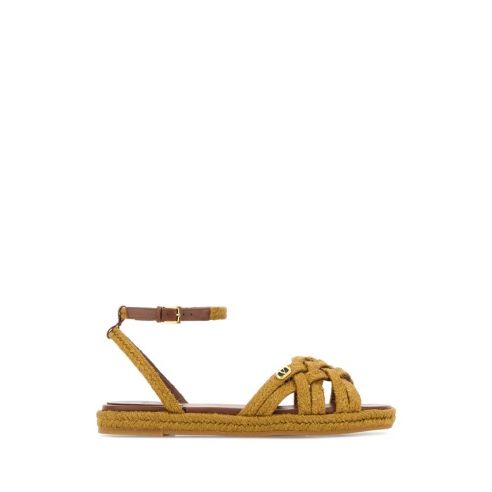 乐天商城 - Valentino Garavani ヴァレンティノ レディース サンダル 8W2S0NZ9AQWBUP Mustard raffia VLogo Signature sandals Yellow 36 37 38 39 40 41 42 【送料無料・関税込】