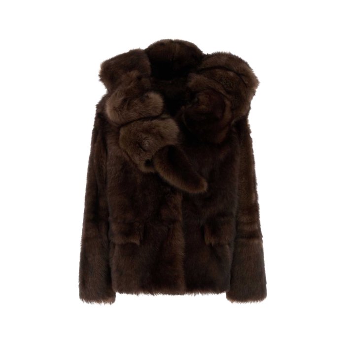 Prada プラダ レディース レザー&ファージャケット・コート 58A253SOOO15PFF0343 Brown fut Brown 40 【送料無料・関税...