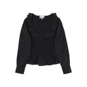 ガニー GANNI smocked cotton top ウィメンズ ウェア トップス シャツ・ブラウス Black 34 38 36 女性 F7558099 ...