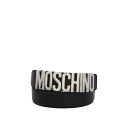 モスキーノ MOSCHINO Metal logo leather belt 801280016555 Men ベルト・サスペンダー Silver 56 54 ...