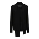 バルマン Balmain Pussy bow crepe de chine buttoned shirt ウィメンズ ウェア トップス シャツ・ブラウス Bla...