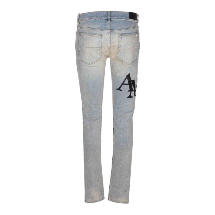 アミリ AMIRI Staggered Embroidered Logo Jeans DNSY1114ANTIQUEINDIGOBLACK Men ジーンズ Blue 31 【送料無料・関税込】