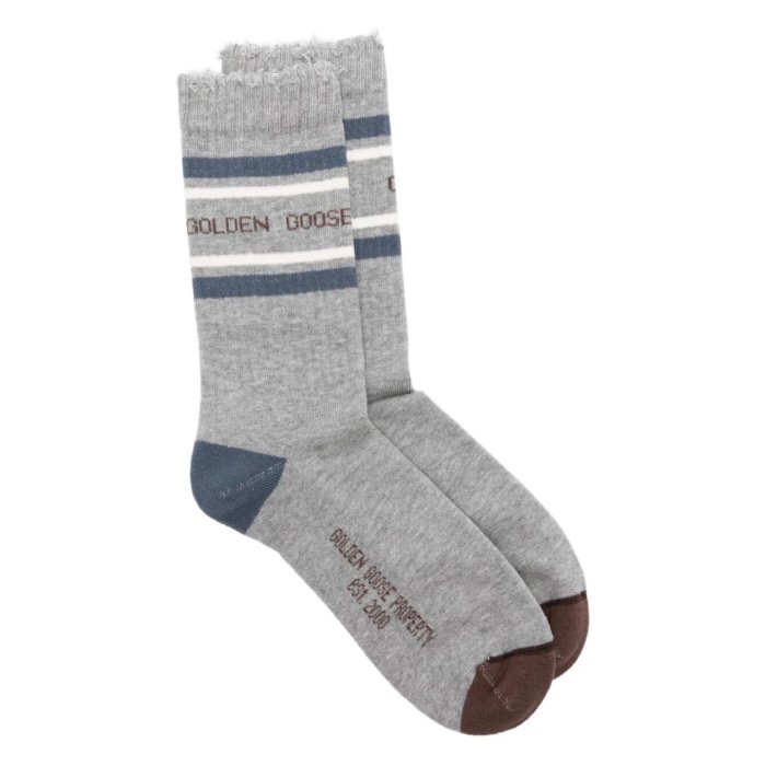 Golden Goose ゴールデングース レディース アンダーウェア GUP00883P00220583129 STRIPED COTTON SOCKS 83129 CHINA BLUE/OFF WHITE M L 【送料無料・関税込】