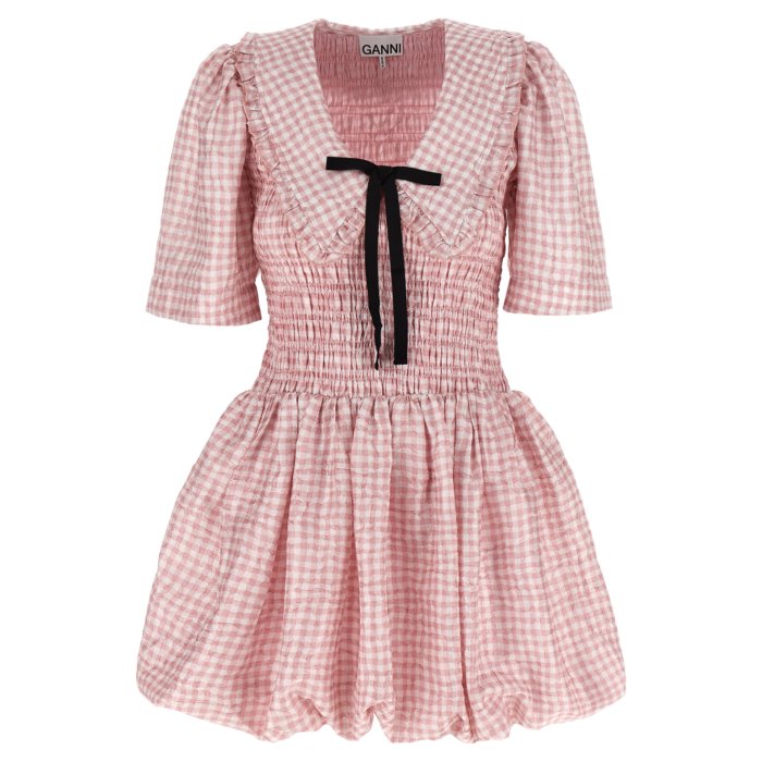 ガニー GANNI 'Pink Check' dress W0603038 Women ワンピース・ドレス・オールインワン Pink EU34 EU36 EU38 36 34 38 【送料無料・関税込】