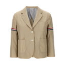 トム・ブラウン Thom Browne 'Cropped Sack Patch Pocket Sportcoat' blazer FBC905H04502250 Women スーツ・ジャケット Beige IT40 IT42 42 40 38 【送料無料・関税込】