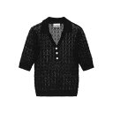 ガニー GANNI Shiny Pointelle Knit Short Sleeve Polo K2230099 Women ポロシャツ Black S 【送...