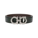 フェラガモ FERRAGAMO SEMI-MATT GRAINED LEATHER REVERSIBLE GANCINI BELT 6797100689134N...