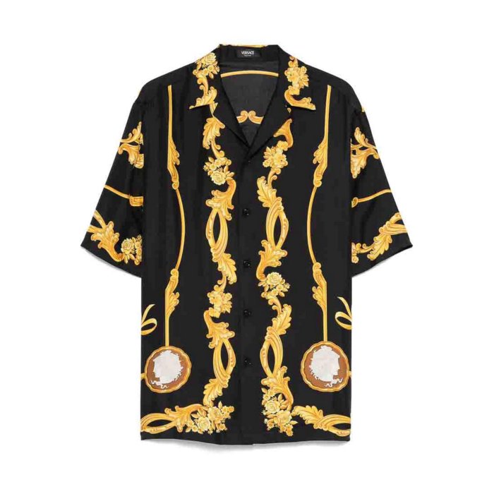 ヴェルサーチェ VERSACE Shirt 1A1418710039265B000 Men シャツ・ブラウス Black 48 【送料無料・関税込】